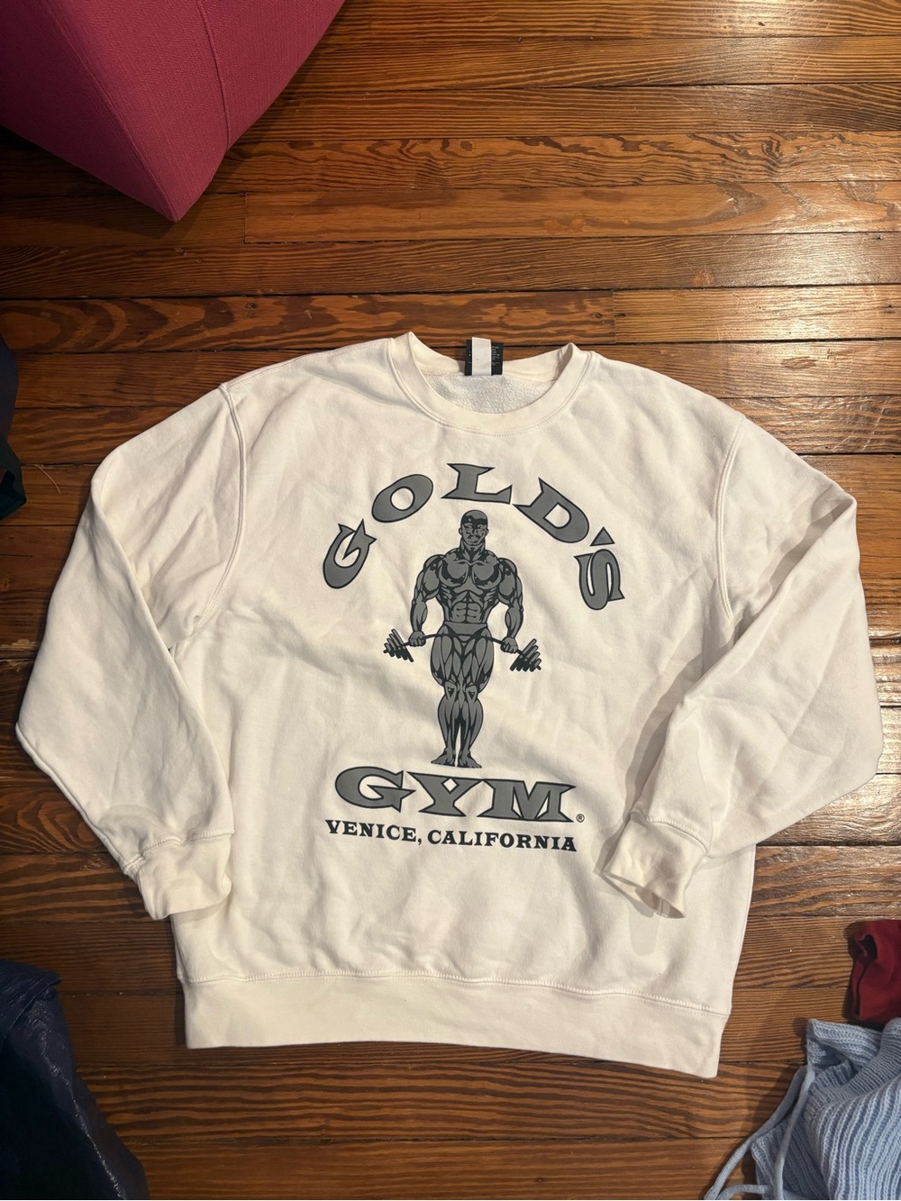 Gold's Gym Venice White Logo Crew Sweatshirt